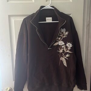 Abercrombie embroidered 1/4 zip L
